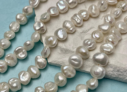 8-10 mm AAA Half Strand High Luster Natural White Keshi Nugget Freshwater Pearl Beads Large Hole Size 1.5 mm Pearl 24 Beads #P3153