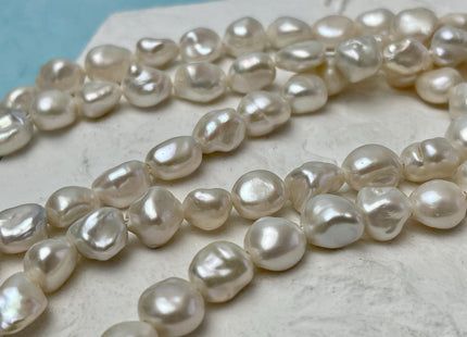 9-10x10-11mm AA Half Strand High Luster Natural White Keshi Nugget Freshwater Pearl Beads Large Hole Size 1.5mm 19 Beads #P3156