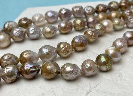 9-10 mm AAA Natural Mauve Seaweed Pink With Iridescent Color Baroque Pearl Beads Rare High Luster Genuine Edison Baroque Pearls #P3154