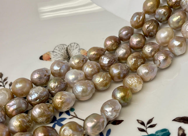 9-10 mm AAA Natural Mauve Seaweed Pink With Iridescent Color Baroque Pearl Beads Rare High Luster Genuine Edison Baroque Pearls #P3154