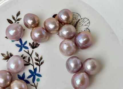 ONE Piece Rare AAA 10-13 mm Quality Luster Half Drilled Off Round Baroque Freshwater Pearl Genuine Natural Purple Mauve Edison Pearls #P3136