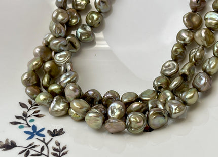9-10 mm Green Color Keshi Nugget Freshwater Pearl Beads Center Drilled Very Rare High Luster Keshi Nugget Pearl #P3139