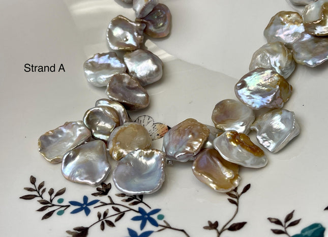 12-20x14-28 mm Natural Mauve Pink Seaweed Color Top Drilled Freshwater Pearl Beads Genuine High Luster Natural Cornflake Keshi Pearls #P3140