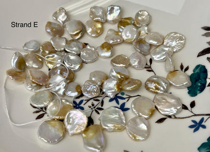 11-18x10-23 mm AA Natural White Seaweed Color Top Drilled Freshwater Pearl Beads Genuine High Luster Natural Cornflake Keshi Pearls #P3141