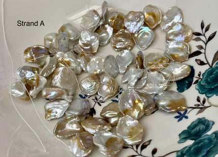 11-18x10-23 mm AA Natural White Seaweed Color Top Drilled Freshwater Pearl Beads Genuine High Luster Natural Cornflake Keshi Pearls #P3141