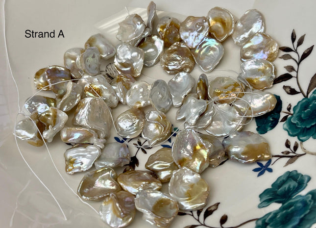 11-18x10-23 mm AA Natural White Seaweed Color Top Drilled Freshwater Pearl Beads Genuine High Luster Natural Cornflake Keshi Pearls #P3141