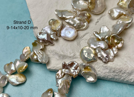 11-18x10-23 mm AA Natural White Seaweed Color Top Drilled Freshwater Pearl Beads Genuine High Luster Natural Cornflake Keshi Pearls #P3141