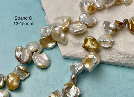 11-18x10-23 mm AA Natural White Seaweed Color Top Drilled Freshwater Pearl Beads Genuine High Luster Natural Cornflake Keshi Pearls #P3141