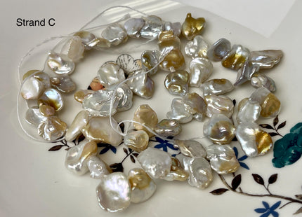 11-18x10-23 mm AA Natural White Seaweed Color Top Drilled Freshwater Pearl Beads Genuine High Luster Natural Cornflake Keshi Pearls #P3141
