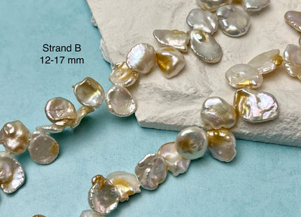 11-18x10-23 mm AA Natural White Seaweed Color Top Drilled Freshwater Pearl Beads Genuine High Luster Natural Cornflake Keshi Pearls #P3141