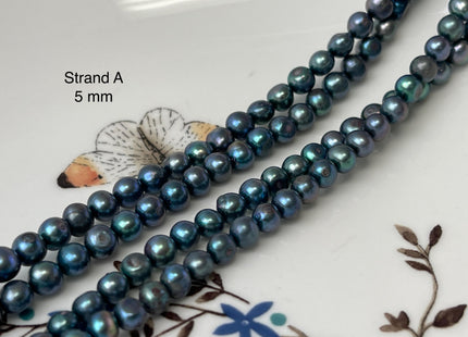 5-6 mm Dark Blue Peacock Color Potato Freshwater Pearl Beads Genuine Cultured Freshwater Peacock Color Pearl Beads #P3142