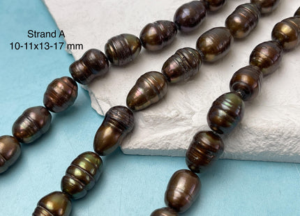 10-11x15 mm Copper Brown Color Freshwater Rice/Oval Pearls Genuine Copper Brown Freshwater Rice Pearl Beads #1923