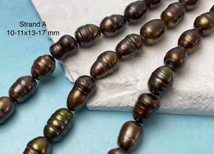 10-11x12-17 mm Copper Brown Color Freshwater Rice/Oval Pearls Genuine Copper Brown Freshwater Rice Pearl Beads #1923