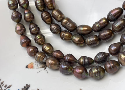 10-11x15 mm Copper Brown Color Freshwater Rice/Oval Pearls Genuine Copper Brown Freshwater Rice Pearl Beads #1923