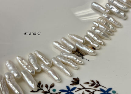 4-5x16-32 mm Natural White Top Drilled Biwa Stick Freshwater Pearl Beads Genuine Rare Freshwater Natural White Biwa Stick Pearls #P3143