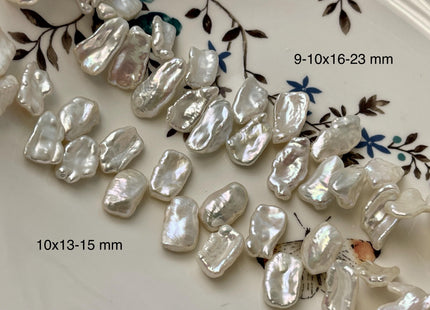 9-10x16-23 mm 10x13-15 mm AAAA Top Drilled Natural White Biwa Genuine High Luster Freshwater Keshi Biwa Pearl Beads #P2576