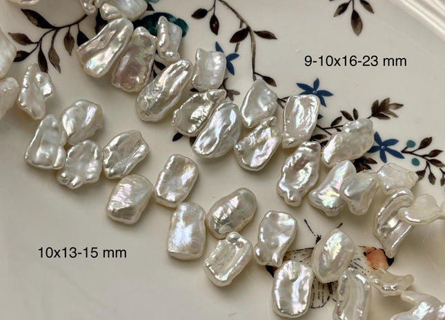 9-10x16-23 mm 10x13-15 mm AAAA Top Drilled Natural White Biwa Genuine High Luster Freshwater Keshi Biwa Pearl Beads #P2576