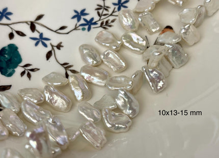 9-10x16-23 mm 10x13-15 mm AAAA Top Drilled Natural White Biwa Genuine High Luster Freshwater Keshi Biwa Pearl Beads #P2576