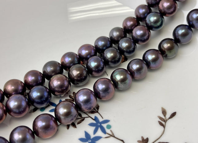 10-11.5 mm AAAA Peacock OR Purplish Peacock Round Freshwater Pearl Beads Genuine Top Quality Peacock Round Freshwater Pearl #1328