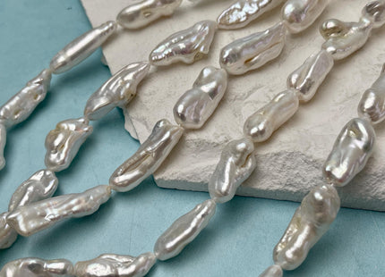 7-10x13-30 mm Natural White Biwa Stick Freshwater Pearls Genuine Natural White Stick Pearls Natural Freshwater Pearl Beads #P3159