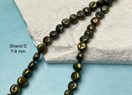 6-8 mm Green Gray Brown Peacock Color Keshi Nugget Freshwater Pearl Beads Center Drilled Very Rare High Luster Keshi Nugget Pearl #P3145