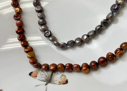 6-8 mm Green Gray Brown Peacock Color Keshi Nugget Freshwater Pearl Beads Center Drilled Very Rare High Luster Keshi Nugget Pearl #P3145