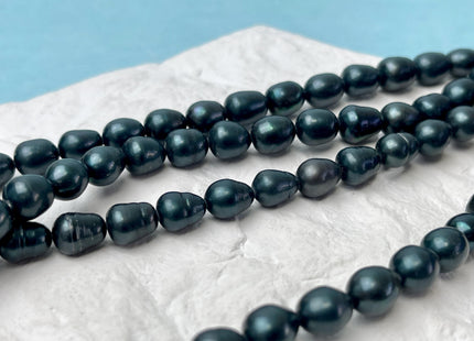 7x9-10 mm Dark Navy Color Freshwater Rice Oval Pearl Beads Genuine Dark Blue Navy Freshwater Pearls #1537