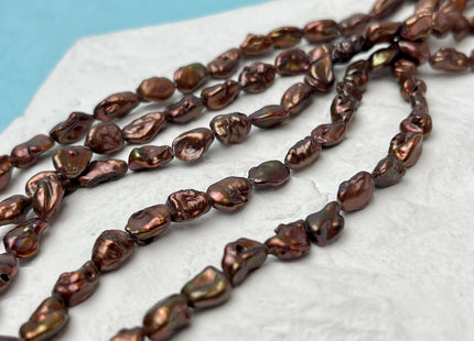 5-6x8-9 mm Keshi Rice Nugget Freshwater Pearl Beads Dark Copper Brown Color Genuine Keshi Freshwater Pearl Beads #P3160