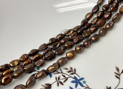 5-6x8-9 mm Keshi Rice Nugget Freshwater Pearl Beads Dark Copper Brown Color Genuine Keshi Freshwater Pearl Beads #P3160