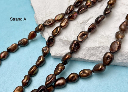5-6x8-9 mm Keshi Rice Nugget Freshwater Pearl Beads Dark Copper Brown Color Genuine Keshi Freshwater Pearl Beads #P3160