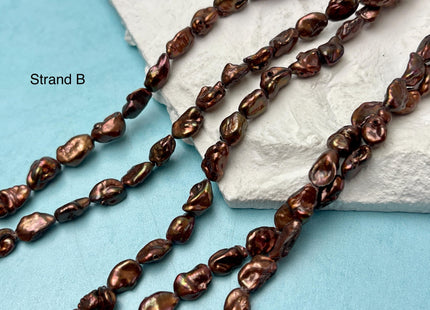 5-6x8-9 mm Keshi Rice Nugget Freshwater Pearl Beads Dark Copper Brown Color Genuine Keshi Freshwater Pearl Beads #P3160