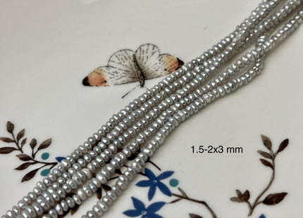 1.5-2x3-3.5 mm AAA Gray Tiny Freshwater Pearls Small Button Rondelle Freshwater Pearl Beads Gray Color High Luster Genuine Seed Pearl #P3161