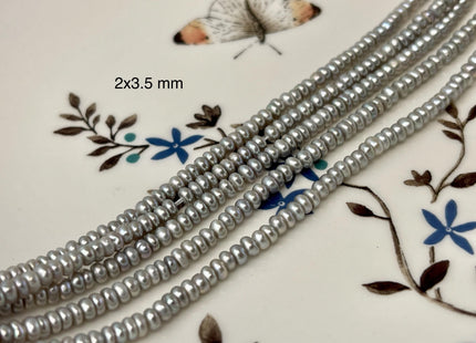 1.5-2x3-3.5 mm AAA Gray Tiny Freshwater Pearls Small Button Rondelle Freshwater Pearl Beads Gray Color High Luster Genuine Seed Pearl #P3161