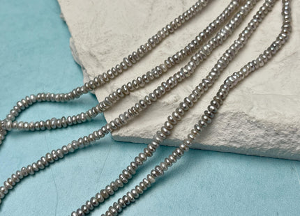 1.5-2x3-3.5 mm AAA Gray Tiny Small Button Rondelle Freshwater Pearls High Luste Seed Pearl Beads #P3161