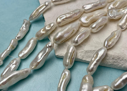 7-10x18-30 mm Natural White Biwa Stick Freshwater Pearls Genuine Natural White Stick Pearls Natural Freshwater Pearl Beads #P3157