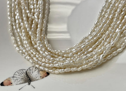 2x3-4 mm Natural White Rice Nugget Tiny Freshwater Seed Pearls Tiny Freshwater Pearl Beads Genuine Natural Rice Freshwater Pearls #P3149