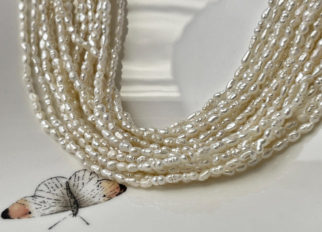 2x3-4 mm Natural White Rice Nugget Tiny Freshwater Seed Pearls Tiny Freshwater Pearl Beads Genuine Natural Rice Freshwater Pearls #P3149