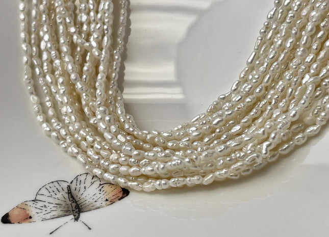 2x3-4 mm Natural White Rice Nugget Tiny Freshwater Seed Pearls Tiny Freshwater Pearl Beads Genuine Natural Rice Freshwater Pearls #P3149