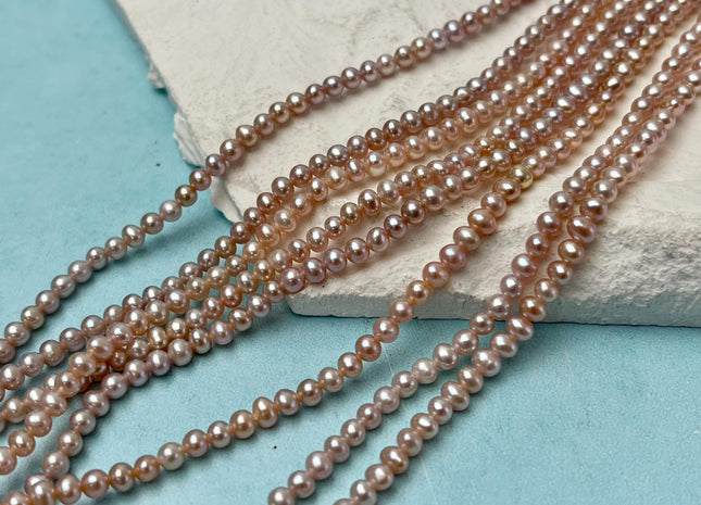 3 mm AAA Natural Pink Off Round Freshwater Seed Pearls Genuine Very Rare High Luster Tiny Round Pearl #P3166