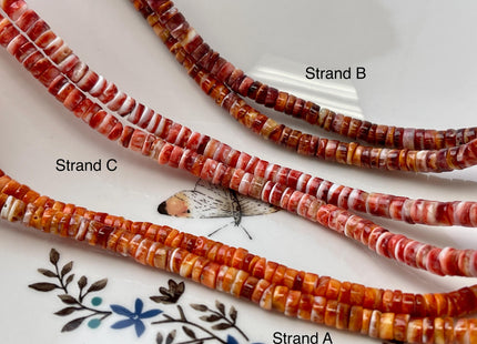 5mm AAA Natural Orange Red Purple Spiny Oyster Shell Heishi Rondelle Shape Genuine Beautiful Natural Spiny Oyster Beads 16 Inch Strand #4279