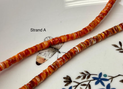 5mm AAA Natural Orange Red Purple Spiny Oyster Shell Heishi Rondelle Shape Genuine Beautiful Natural Spiny Oyster Beads 16 Inch Strand #4279