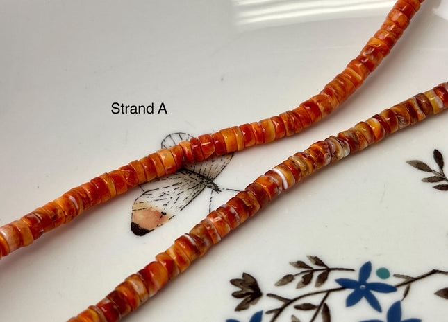 5mm AAA Natural Orange Red Purple Spiny Oyster Shell Heishi Rondelle Shape Genuine Beautiful Natural Spiny Oyster Beads 16 Inch Strand #4279