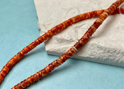 5mm AAA Natural Orange Red Purple Spiny Oyster Shell Heishi Rondelle Shape Genuine Beautiful Natural Spiny Oyster Beads 16 Inch Strand #4279