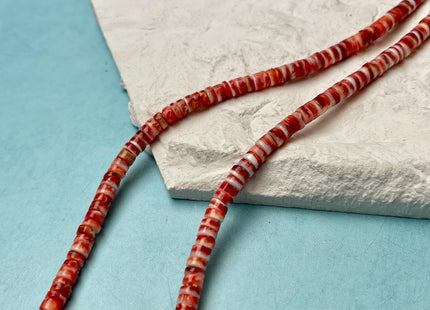 5mm AAA Natural Orange Red Purple Spiny Oyster Shell Heishi Rondelle Shape Genuine Beautiful Natural Spiny Oyster Beads 16 Inch Strand #4279