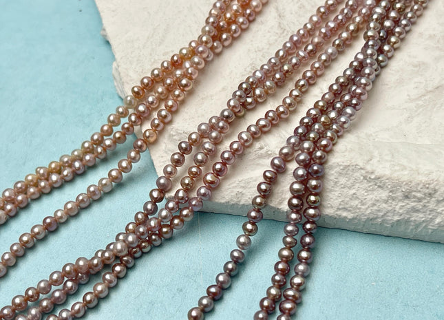 2.5-3 mm AAA Natural Mauve Pink Off Round Freshwater Seed Pearls Genuine Very Rare High Luster Tiny Round Pearl #P3167