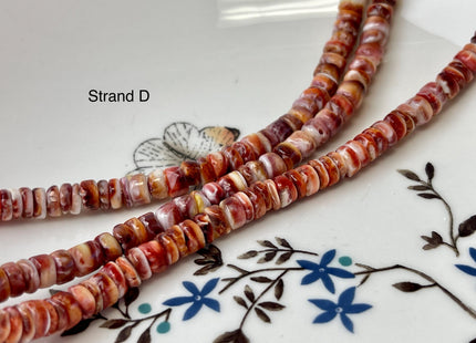 6mm AAA Natural Orange Red Purple Spiny Oyster Shell Heishi Rondelle Shape Genuine Beautiful Natural Spiny Oyster Beads 16 Inch Strand #4717