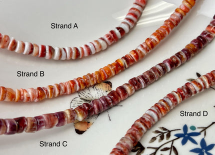 6mm AAA Natural Orange Red Purple Spiny Oyster Shell Heishi Rondelle Shape Genuine Beautiful Natural Spiny Oyster Beads 16 Inch Strand #4717