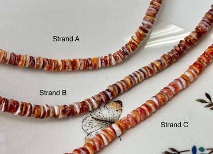 6mm AAA Natural Orange Red Purple Spiny Oyster Shell Heishi Rondelle Shape Genuine Beautiful Natural Spiny Oyster Beads 16 Inch Strand #4718