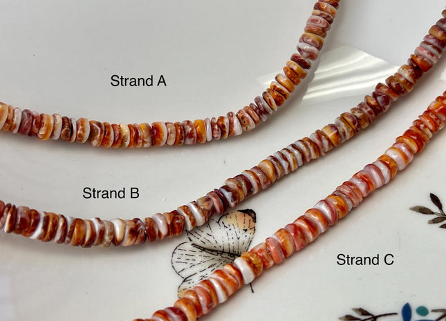 6mm AAA Natural Orange Red Purple Spiny Oyster Shell Heishi Rondelle Shape Genuine Beautiful Natural Spiny Oyster Beads 16 Inch Strand #4718