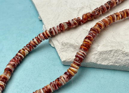6mm AAA Natural Orange Red Purple Spiny Oyster Shell Heishi Rondelle Shape Genuine Beautiful Natural Spiny Oyster Beads 16 Inch Strand #4718